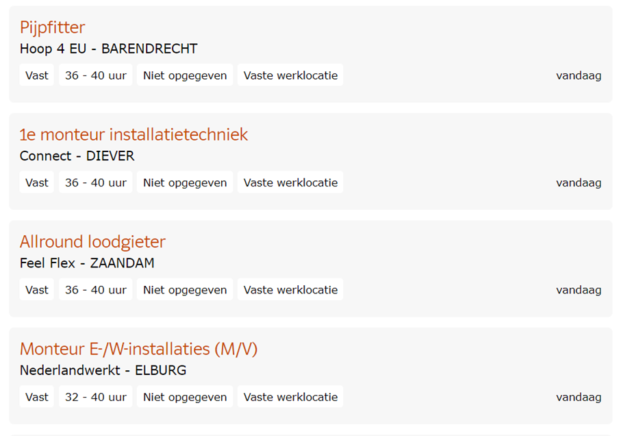 Vacatures installatietechniek